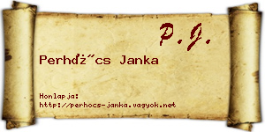 Perhócs Janka névjegykártya